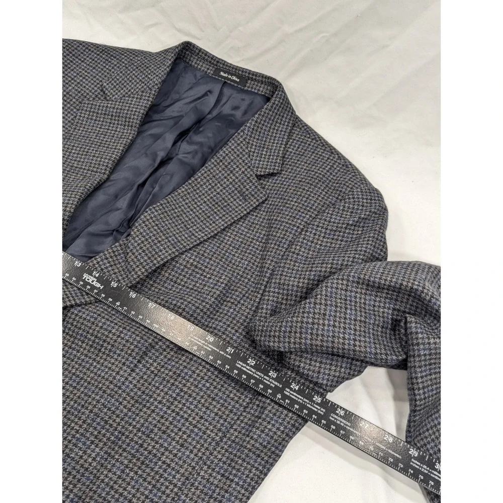 New No Tags Chaps Blazer Sports Jacket Coat Lambswool Gray Houndstooth 48R‎ 50